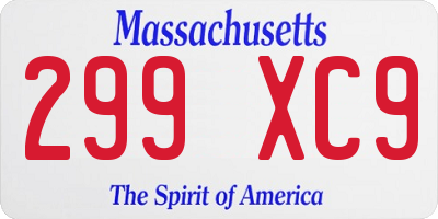 MA license plate 299XC9