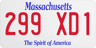 MA license plate 299XD1