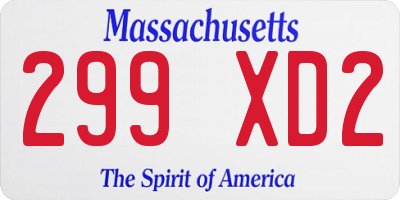 MA license plate 299XD2