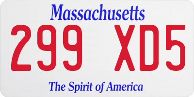 MA license plate 299XD5