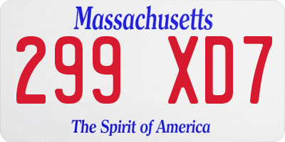 MA license plate 299XD7