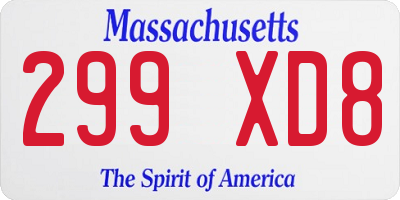 MA license plate 299XD8