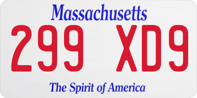 MA license plate 299XD9