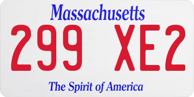 MA license plate 299XE2