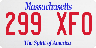 MA license plate 299XF0