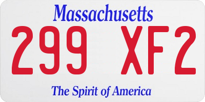MA license plate 299XF2