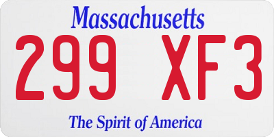 MA license plate 299XF3