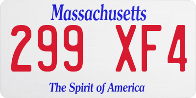 MA license plate 299XF4