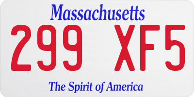 MA license plate 299XF5