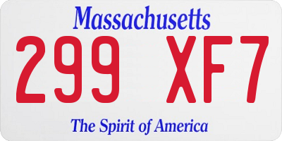 MA license plate 299XF7