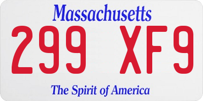 MA license plate 299XF9