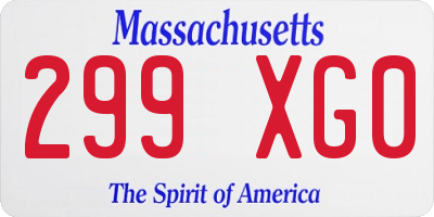MA license plate 299XG0