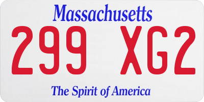 MA license plate 299XG2