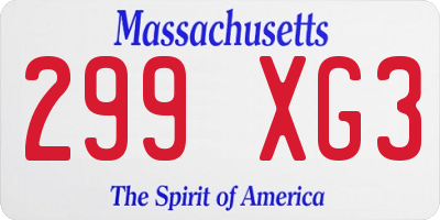 MA license plate 299XG3