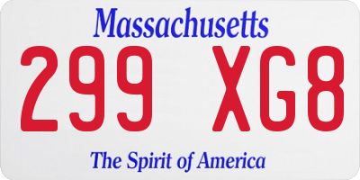 MA license plate 299XG8