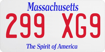 MA license plate 299XG9