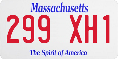 MA license plate 299XH1