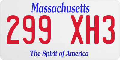 MA license plate 299XH3