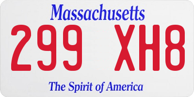 MA license plate 299XH8