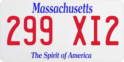 MA license plate 299XI2