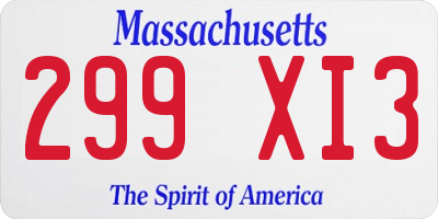 MA license plate 299XI3