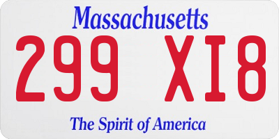 MA license plate 299XI8