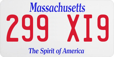 MA license plate 299XI9