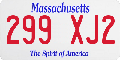 MA license plate 299XJ2