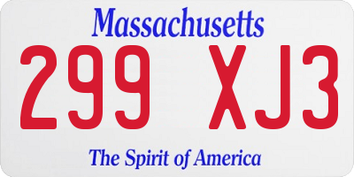 MA license plate 299XJ3