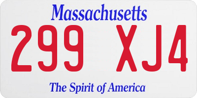 MA license plate 299XJ4