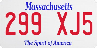 MA license plate 299XJ5