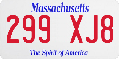 MA license plate 299XJ8