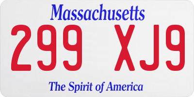 MA license plate 299XJ9