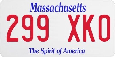 MA license plate 299XK0