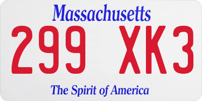 MA license plate 299XK3