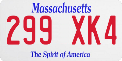 MA license plate 299XK4