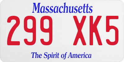 MA license plate 299XK5