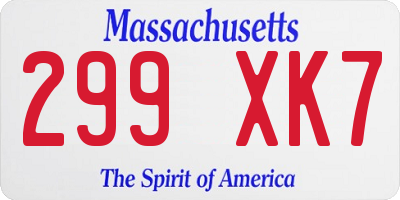 MA license plate 299XK7