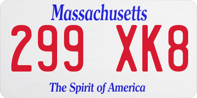 MA license plate 299XK8