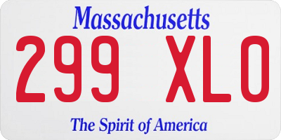 MA license plate 299XL0