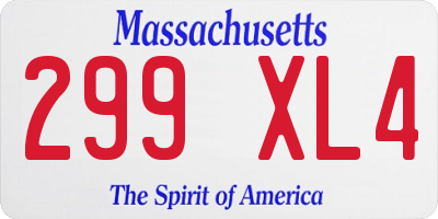MA license plate 299XL4