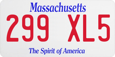MA license plate 299XL5