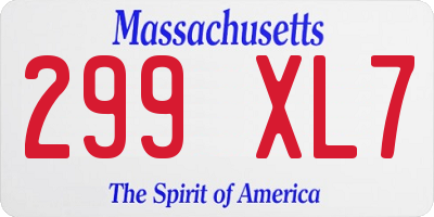 MA license plate 299XL7