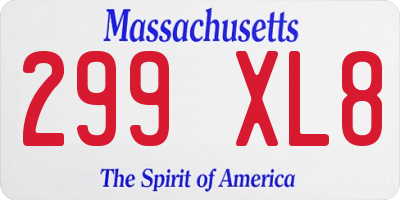 MA license plate 299XL8