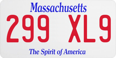 MA license plate 299XL9