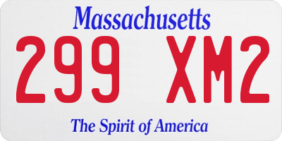 MA license plate 299XM2