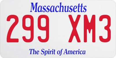 MA license plate 299XM3