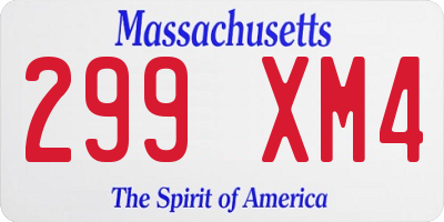 MA license plate 299XM4