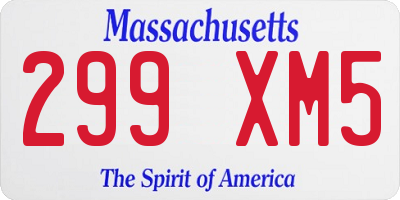 MA license plate 299XM5