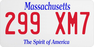 MA license plate 299XM7